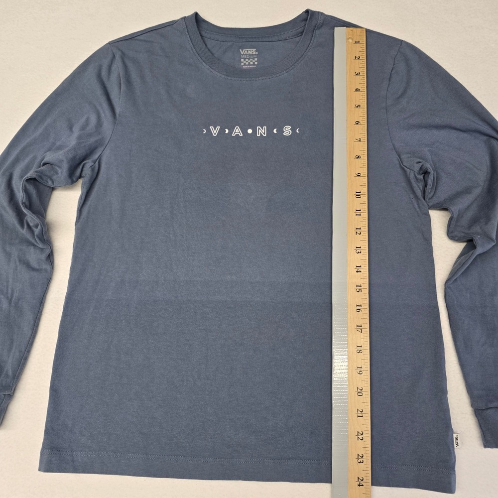 Vans Mens Long Sleeve Graphic T-Shirt Blue Gray Moon Phase Off The Wall Medium - Picture 9 of 10